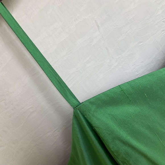 Custom Made Silk Occasion Dress, Green Silk Fully Lined w/ Crinoline @ Hemline M - Picture 3 of 16